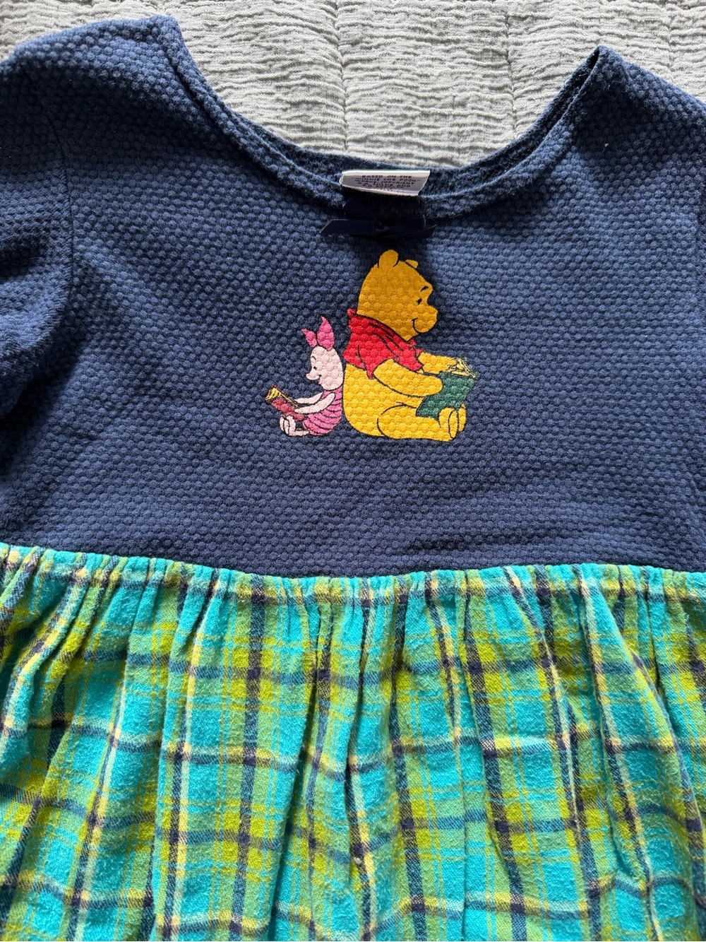 Winnie the Pooh Navy & Teal Plaid Dress